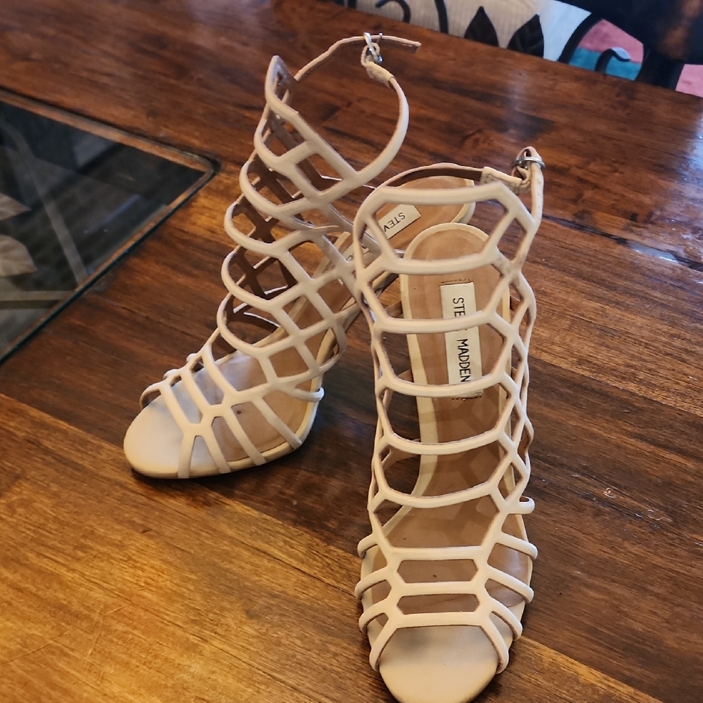 Steve Madden Cream Gladiator Heels